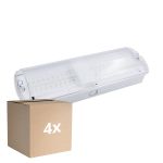 Mehrfachpackung 4x Noxion LED Not Bulkhead Weiß 8.5W 500lm - 865 Tageslichtweiß | 3 Stunden Notlicht - incl. 4 directions