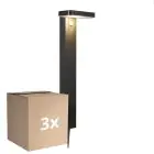 Mehrfachpackung 3x Nordlux Solar Gartenbeleuchtung Rica Quadrat Rostfreier Stahl Schwarz 4.5W 380lm - 830 Warmweiß |Bewegungs- und Lichtsensor