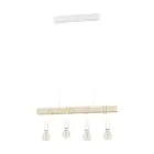 Eglo Pendelleuchte Townshend Stahl Weiß Holz | IP20 - Geeignet für 4x E27 